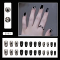 Uñas postizas largas tipo bailarina en negro y plata brillante con acabado de diamante fino - Estilo Diamante De Obsidiana Negra [Tipo De Pegamento] (Z553)