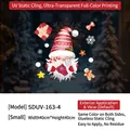 Stickers Noël lutin 40x40cm statiques avec boîtes cadeaux et flocons de neige - Lutin au bonnet de Noël avec étoiles(SDUV163-4)
