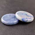 Polished blue natural stone disk 40x8mm with deep blue veined energy stone patterns - Blue Aventurine