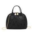 Black geometric shell handbag with 3D triangular panels and golden chain strap - Laser Black
