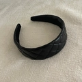 Chic black quilted faux leather padded headband with elegant diamond pattern design - Quilted Thickened (52#) / Black - Round