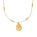 18K vergulde roestvrijstalen ketting met zon hanger en parelmoer roos inlegwerk - Rozenbloem Hanger Ketting - Goud