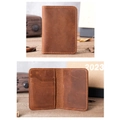 Retro brown crazy horse leather card holder with three card slots and main compartment - Reddish Brown (No Logo)
