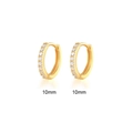 Orecchini a cerchio in oro da 10mm con fila di zirconi bianchi per donne e ragazze - 10mm / Oro