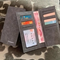 Cartera larga de cuero mate gris oscuro con ranuras para tarjetas y billetes - Gris Oscuro Vintage