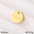 Round 18K gold-plated stainless steel 8mm charm pendant with S.Steel engraving - Gold Circle (KLJ9154-Z)