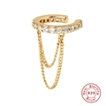 Polsino per orecchio in argento S925 dorato con doppie catene a nappa e zirconi chiari - Polsino dell'orecchio con nappa / Pezzo Singolo Oro