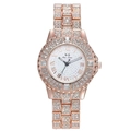 Orologio da donna di lusso in oro rosa con strass e quadrante con numeri romani - Oro rosa