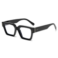 Occhiali da sole quadrati vintage montatura nera spessa rivetti dorati aste larghe - Nero/Bianco