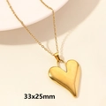 Irregular 18k gold plated heart pendant necklace with 33x25mm size details - Large Minimalist Heart / Gold