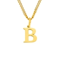 Collar de acero inoxidable chapado en oro pulido con colgante de letra B minimalista - Letra B (Dorado)