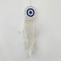 Acchiappasogni bianco boho con motivo occhio greco e morbide piume appese - 13cm / MS9424A Beige Boho