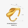 Anillo ajustable de acero inoxidable dorado con una geometría de nudo retorcido - Dorado