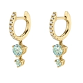 Hoop earrings in gold finish with micro-pave diamonds and blue gemstone pendants - Gold with Blue Gemstone Huggie