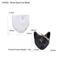 Molde de silicona gato de tres ojos y vela negra terminada para manualidades Halloween - Molde de Vela de Gato de Tres Ojos / Blanco