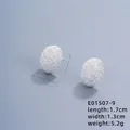 Matte silver-toned teardrop earrings with sandblasted texture, sized 1.7cm by 1.3cm - Oval (E01507-9)