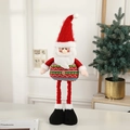Cute long-legged Santa Claus plush doll wearing a striped sweater and red velvet hat - Santa Claus / Small Size Height approx 55cm