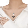 Collana con ciondolo bianco e nero e anello testurizzato con pietra preziosa gialla - Argento 925 / Nero Ossidato E Argento