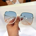 Stylish white square frame sunglasses with blue-pink gradient lenses and UV protection - Off-White Frame Gradient Blue Pink