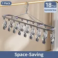 Space-saving gunmetal stainless steel laundry rack with 18 clips for socks and underwear - 1 Piece / 18 Clips / Gunmetal