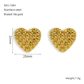 Orecchini a cuore in acciaio inossidabile placcato oro 18K con trama perlata - Stile Cuore Perlato (1894)