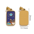 Rechteckiger Tarot-Anhänger mit Sternenhimmel-Emaille und poliertem Goldrahmen, 26 mm - Blau Sternenfigur