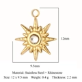 Goldener Sternanhänger aus Edelstahl mit funkelndem Straßstein und Größenangaben - Edelstahl + Strass / Goldener Kleiner Nordstern