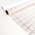 Gift wrapping paper roll with white and rose gold metallic geometric grid pattern - White Background Fine Grid; 43CM*3M