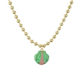 Collier doré style océan avec pendentif coquillage en émail coloré et pierres fines - Style Coquille(CN001668YS)