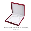 Elegant dark red velvet pearl necklace box with white lining in 19x19x4cm size - Square Corner Velvet/19x19x4cm / Wine Red
