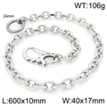Punk wolf skull wallet chain in heavy stainless steel with 600mm silver flat O-link - Style B - Skull Head (KK103-Z)