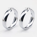Orecchini a cerchio spessi in acciaio inossidabile argento con finitura a specchio - Larghezza Uniforme / 20mm Paio / Argento
