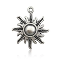 Antique silver sun pendant charm in zinc alloy for DIY jewelry necklace and bracelet making - Antique Silver Sun 25x28mm