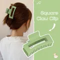 Matte light green square hair claw clip for thick hair with non-slip hollow design - 8.5cm / Matte Army Green