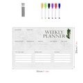 Macro view of acrylic weekly planner set with marble texture and colorful magnetic pens - TYU313 Marble Weekly