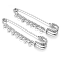 Silver U-shaped crystal zircon safety pin brooch with hanging loops for DIY jewelry - 20# Silver 8cm
