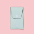Portable mint green makeup brush pouch with white snap button and fine stitching - Button Bag Only / Azure
