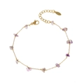 Chic golden chain bracelet with irregular purple stone beads and adjustable clasp - Purple Stones