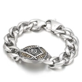 Pulsera cubana retro de acero inoxidable con dije del Ojo de la Providencia en plata y oro - Estilo Bicolor Oro Plata Ojo de la Providencia (KB81414-BD)
