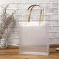 Frosted semi-transparent gift bag with elegant gold ribbon handles for wedding favors - Transparent Handbag
