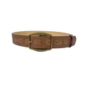 Retro brown Y2K leather belt with embossed floral patterns and bronze alloy buckle - Hollow Buckle Embossed / Brown