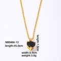 Gold-plated heart necklace featuring black stone pendant with SKU N00486-12 - Gold Black Zirconia