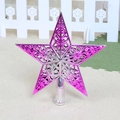 Magenta and silver glittery star tree topper with ornate hollow scroll patterns - Hollow Tree Topper 20cm / Rose Red Silver