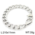 Bracelet gourmette argenté en acier inoxydable poli, 210mm de long et 11mm de large - Style Gourmette Haute Polie (KB162568-Z)