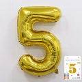 32-inch gold number 5 foil balloon with metallic finish for birthday party celebrations - 40-inch Gold 5-piece Paper Card