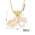 Gold crown letter K necklace with sparkling white cubic zirconia and adjustable chain - K Style (N00203J-G--K)