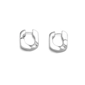 Boucles d'oreilles géométriques minimalistes modernes en finition argent poli pour femmes - Or Blanc