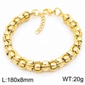 Bracciale a catena con perle in acciaio inossidabile dorato, 180x8mm con chiusura a moschettone - 180x8mm / Stile Dorato (KB188695-Z)