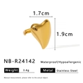 Waterproof gold heart shaped stainless steel earring with polished finish 1.7x1.9cm - Heart Shaped Hollow Style (NB-R24142)