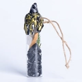 Handmade glass wishing bottle with black and white stones and black wax seal - Obsidian